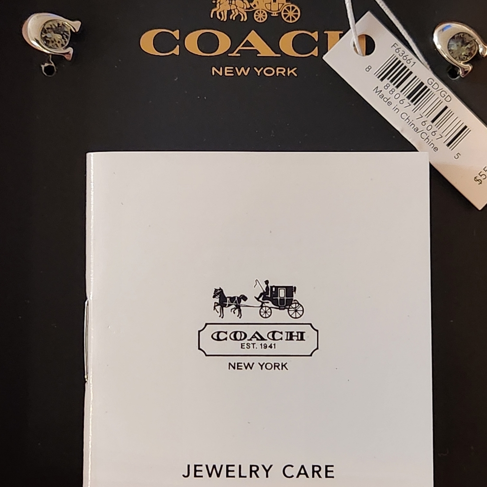 COACH SIGNATURE STONE STUD EARRINGS (NWT) - Picture 2 of 3